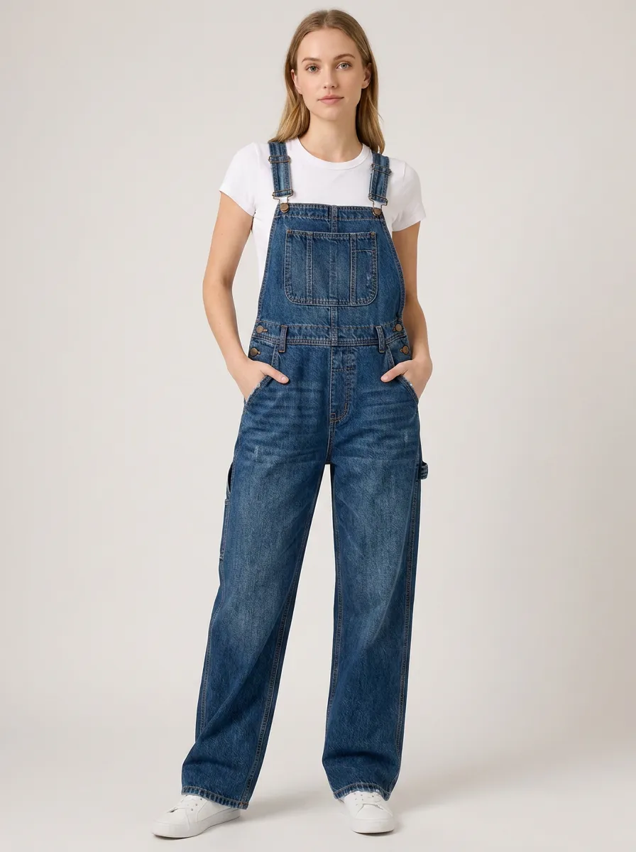 Women's Distressed Heritage Denim Overalls