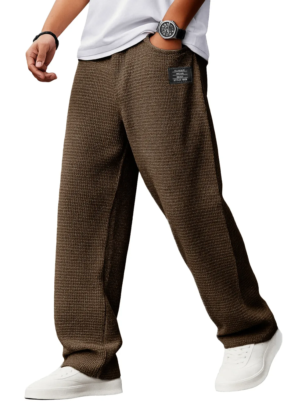 Textured Knit Drawstring Pants