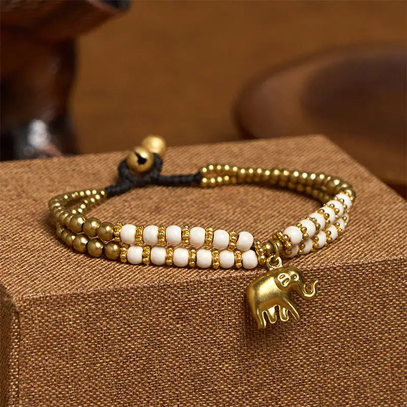 Turquoise Elephant Double Layer Plated Copper Bracelet