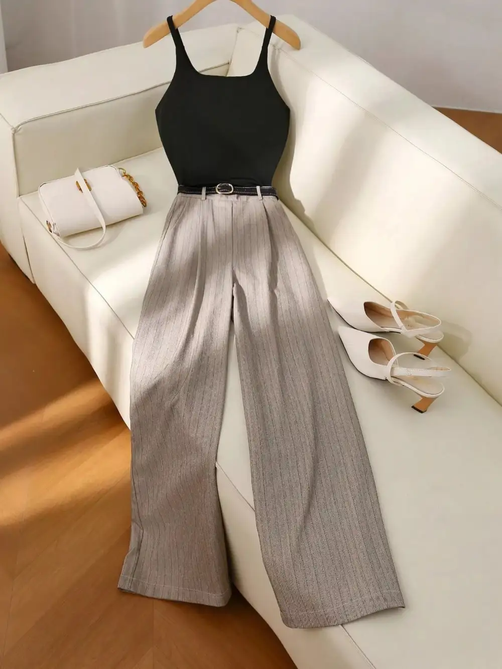Refined Sleeveless Top and Wide Leg Pants Set