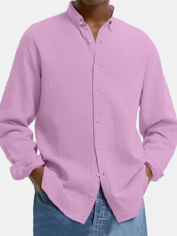 Cotton Linen Camp Collar Shirt
