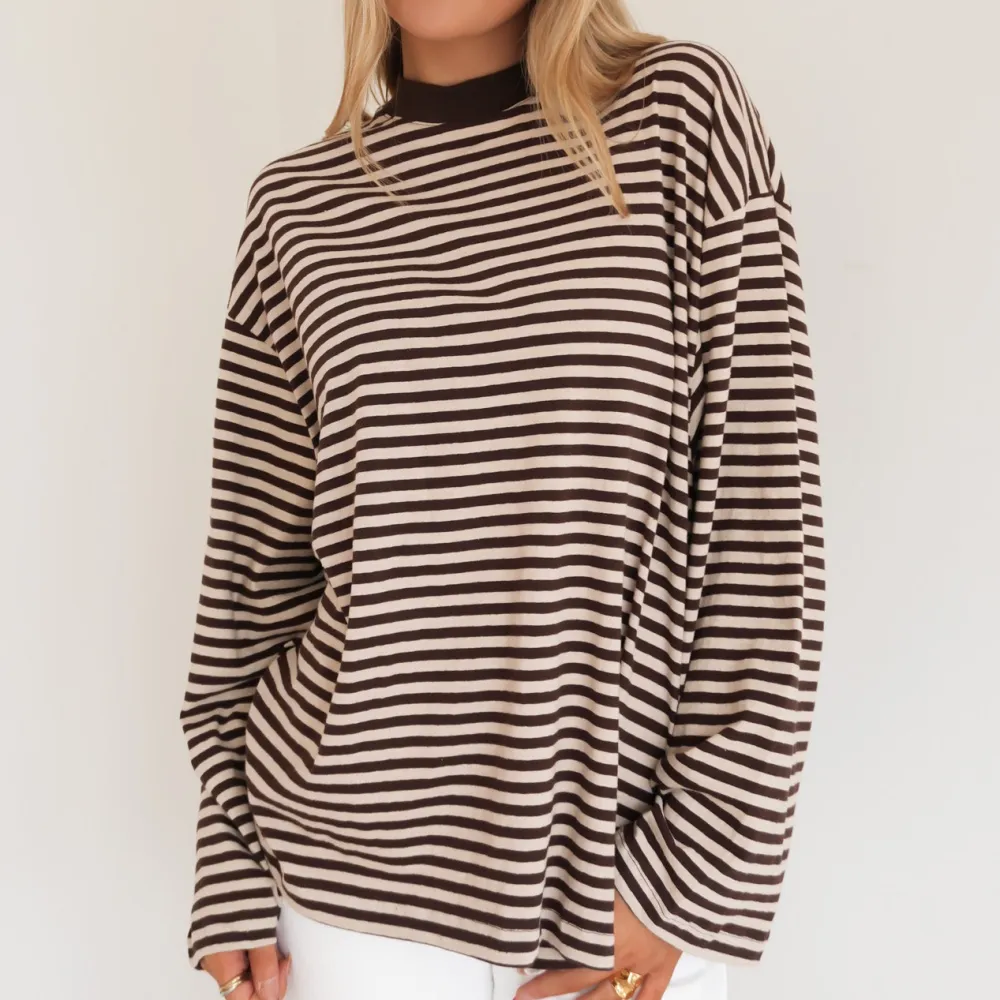 Long Sleeve Striped Modern Casual Tee