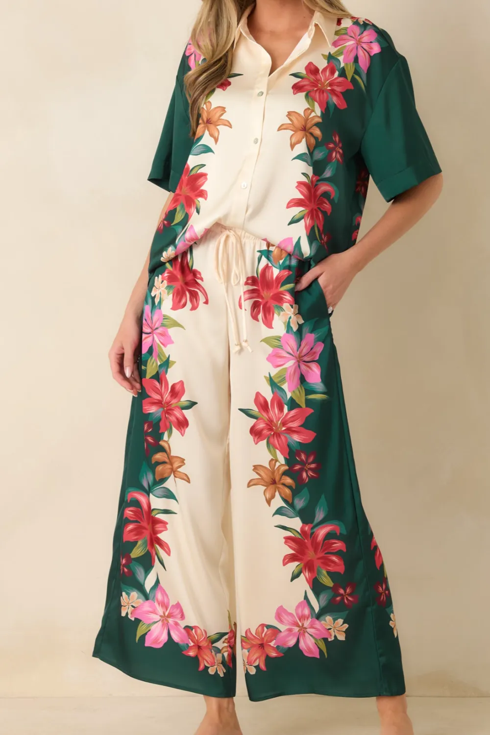 Kiwi Multicolor Floral Wide Leg Pants