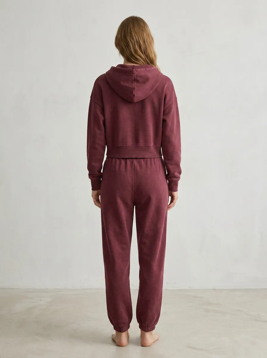 Studio Studio-Look Women's Cropped Zip-Up Hoodie Jogger Active Set