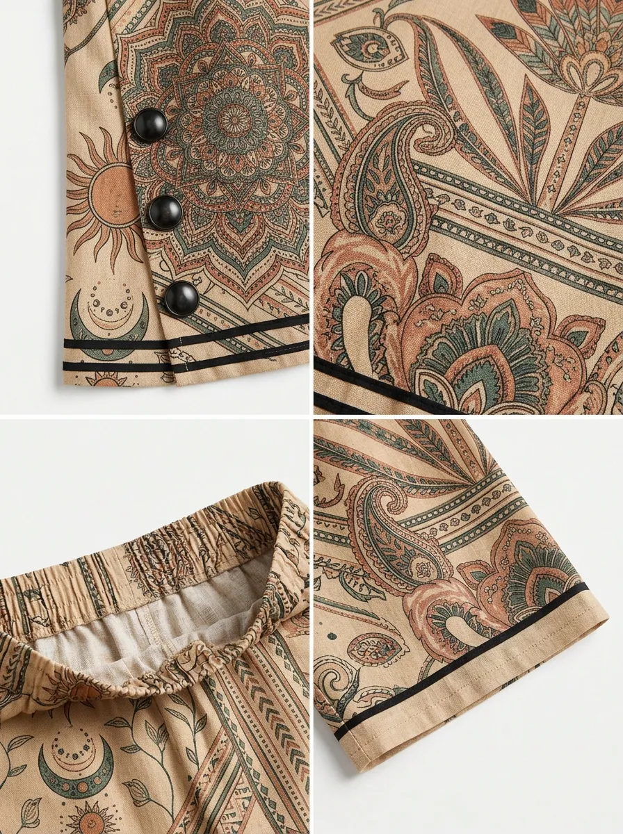 Women's Boho Celestial Mandala Printed Sleeveless Set