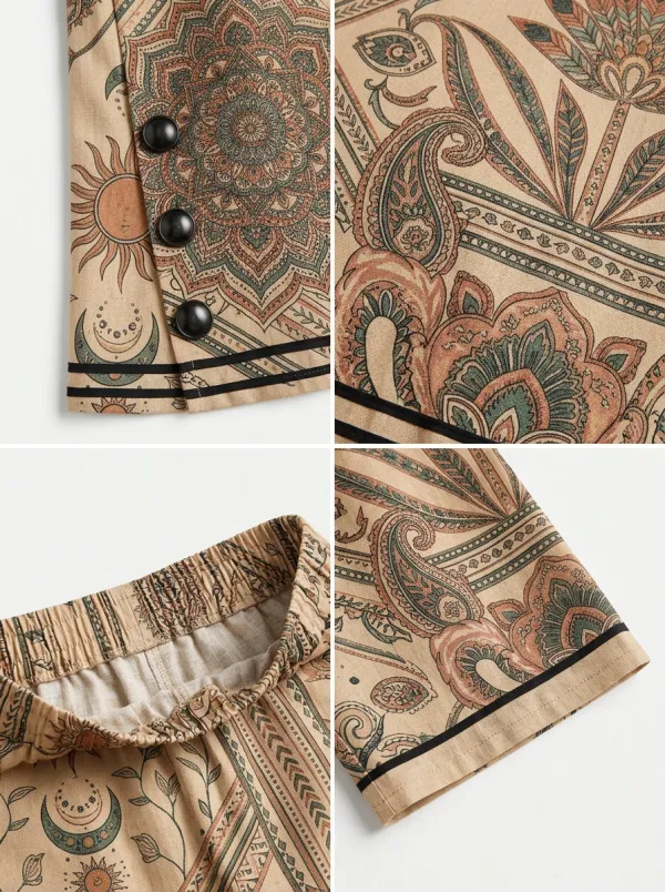 Women's Boho Celestial Mandala Printed Sleeveless Set