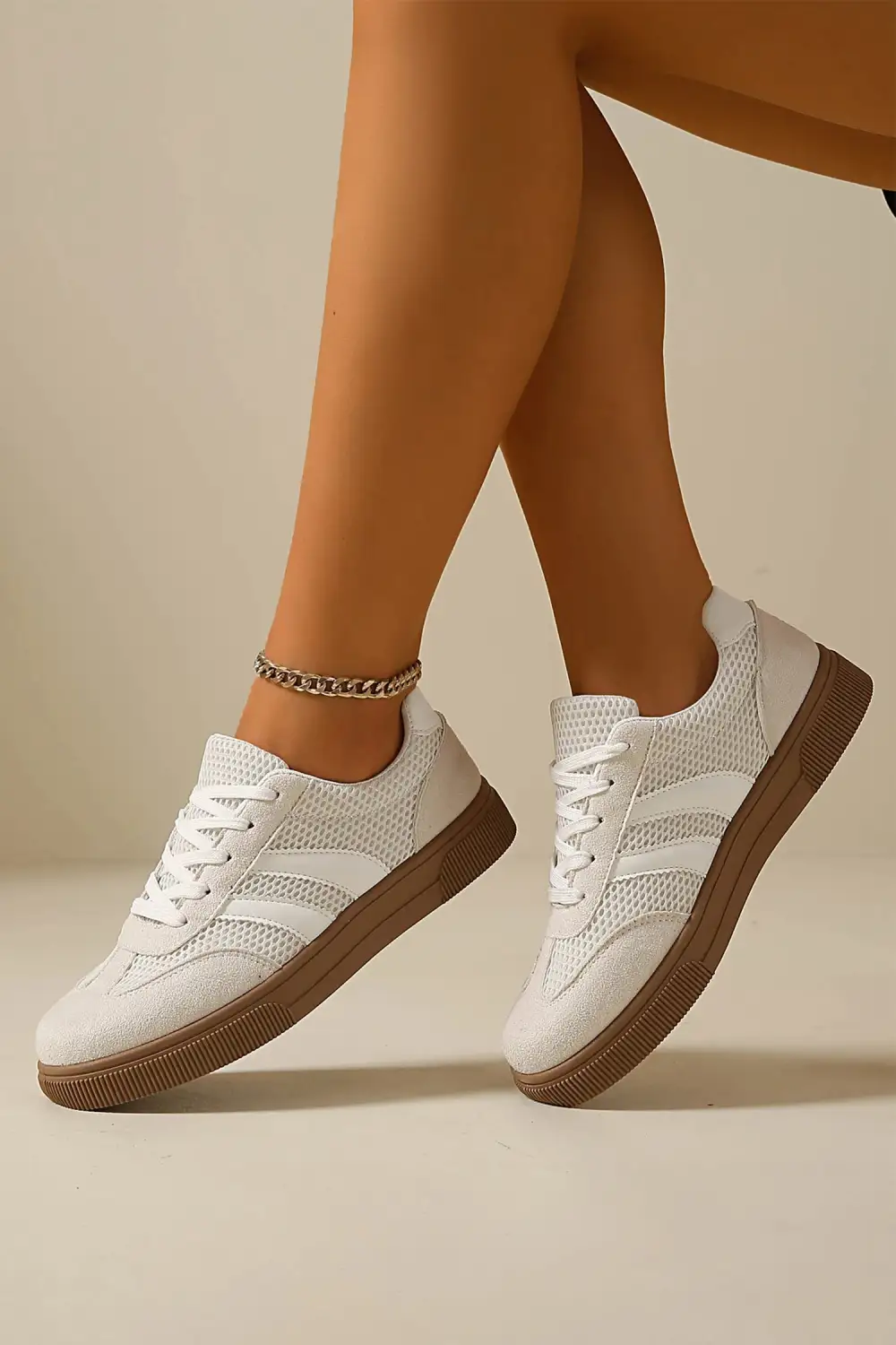 Mesh Patchwork Lace-Up Casual Sneakers