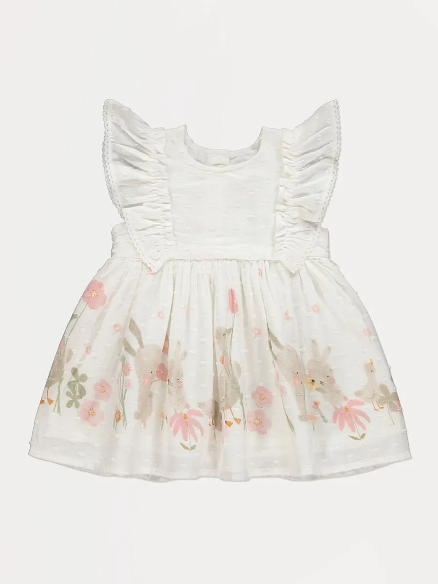 White Bunny Border Dress