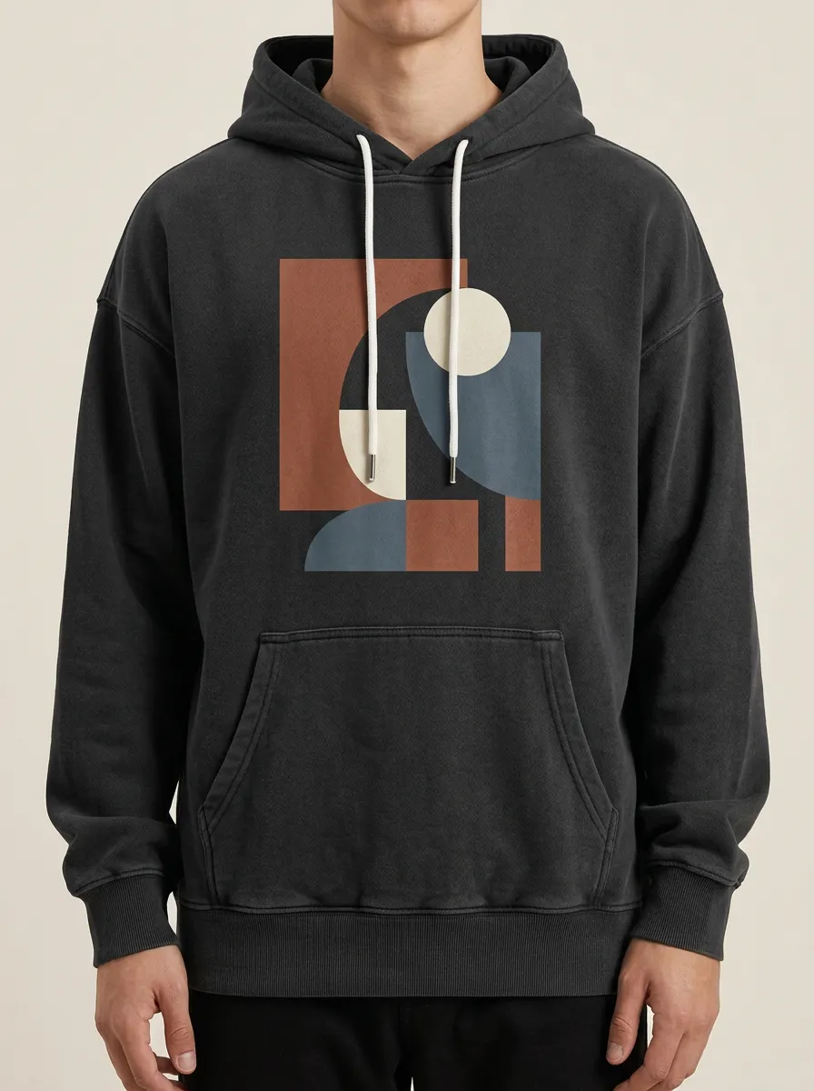 Unisex Abstract Art Geometric Shapes Print Hoodie