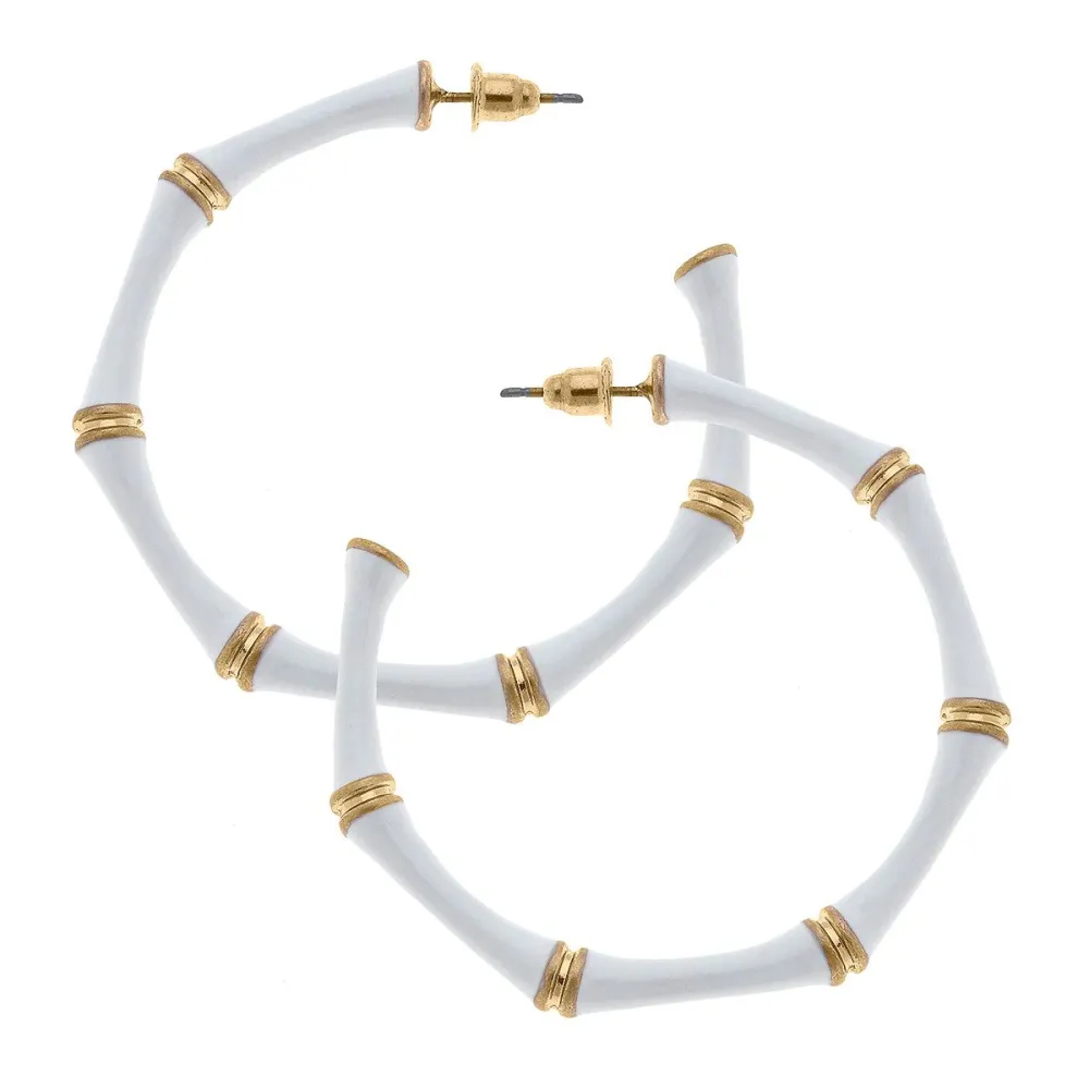 Hoop Enamel Bamboo Style Earrings