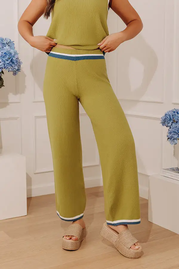 High Waist Relaxed Wide Leg Striped Knit Pants