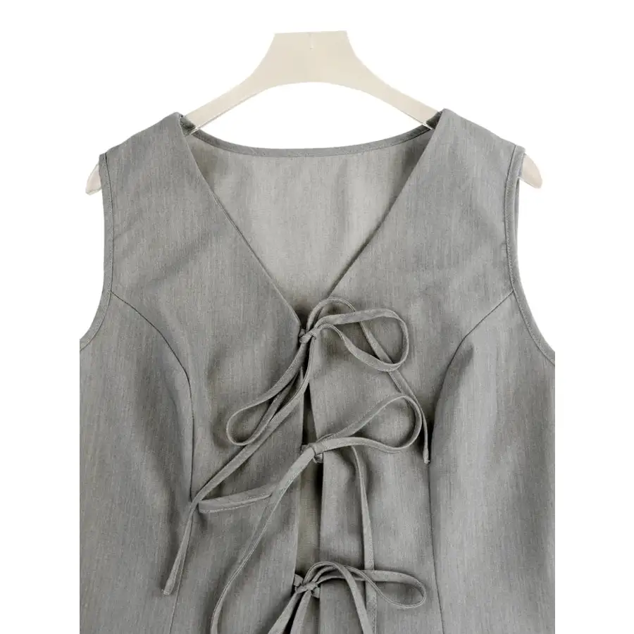 Tie Front Vest and Wide Leg Pants Set