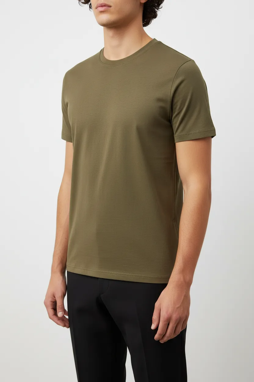 Polished Round Neck Cotton Essential T-Shirt