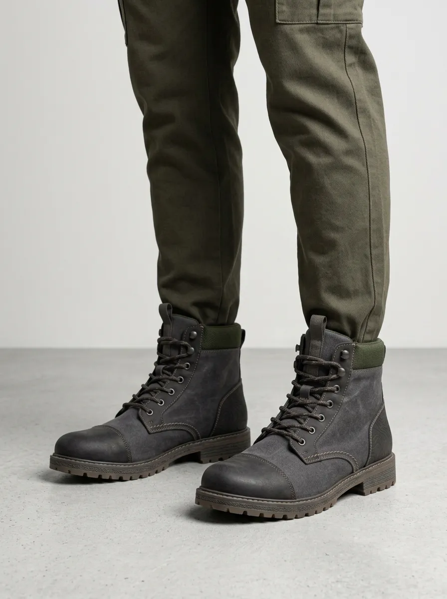 Unisex Classic Outdoor Enthusiast Topographic Pattern Print Work Boots