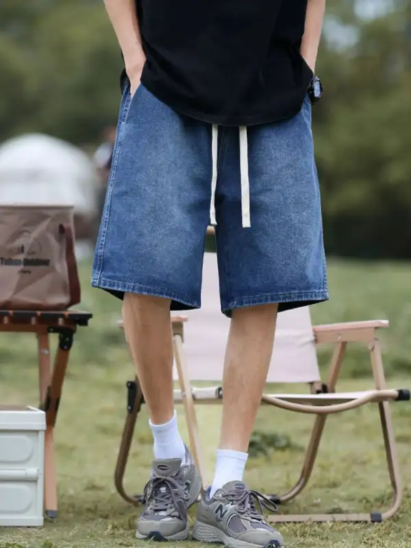 Men's Plus Size Loose Fit Denim Shorts with