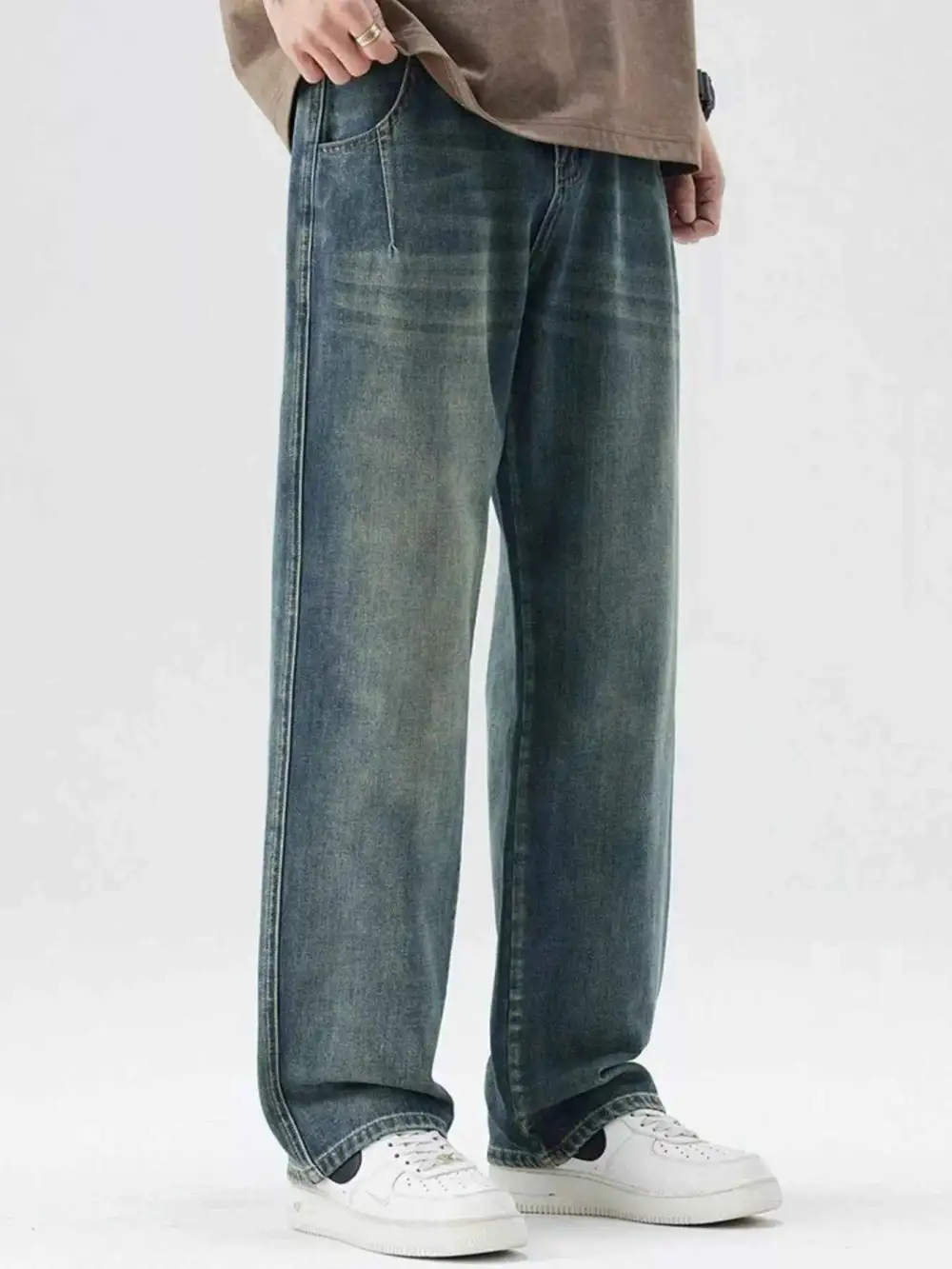 Casual Washed Wide Leg Relaxed Fit Jeans
