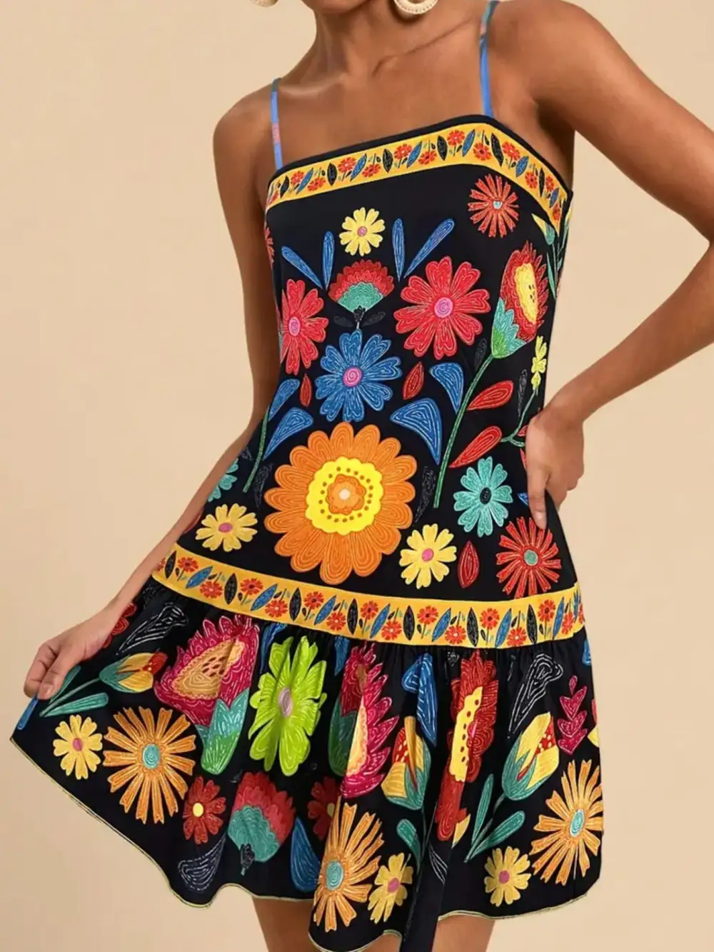 Floral Printed Sleeveless Mini Dress