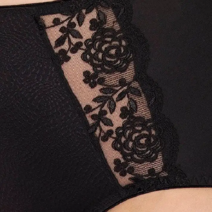 Women's High Waist Lace Embroidery Jacquard Microfiber Shaping Brief Panty