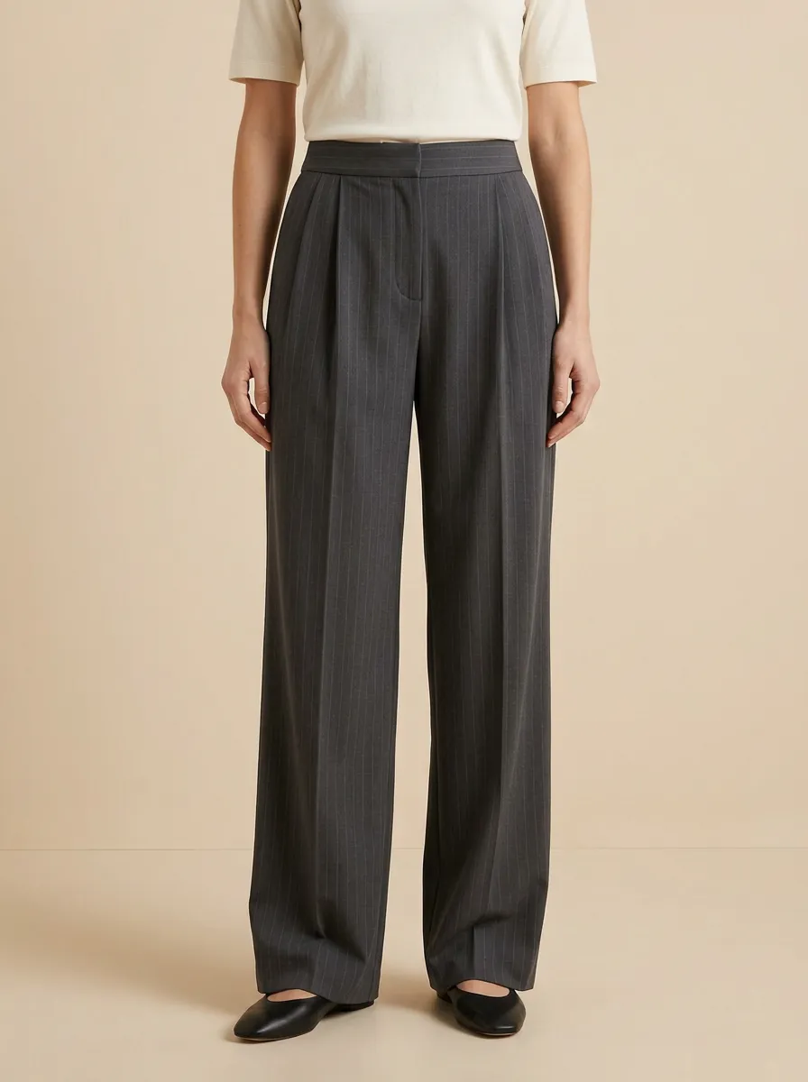Daily Pinstripe High Rise Wide Leg Pants