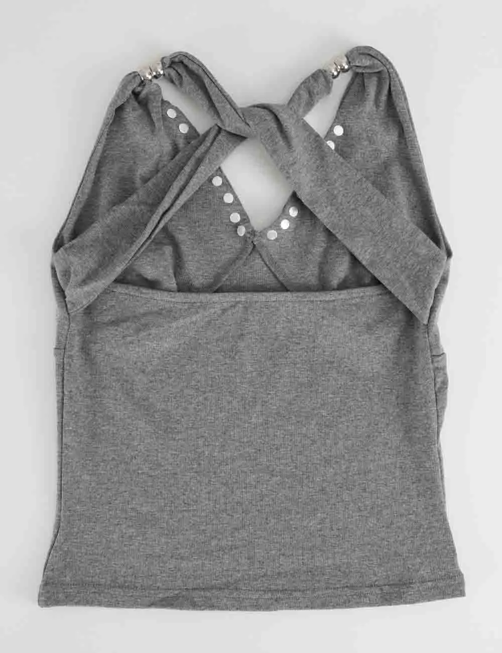 Chic Metal Stud Halter Neck Sleeveless Top