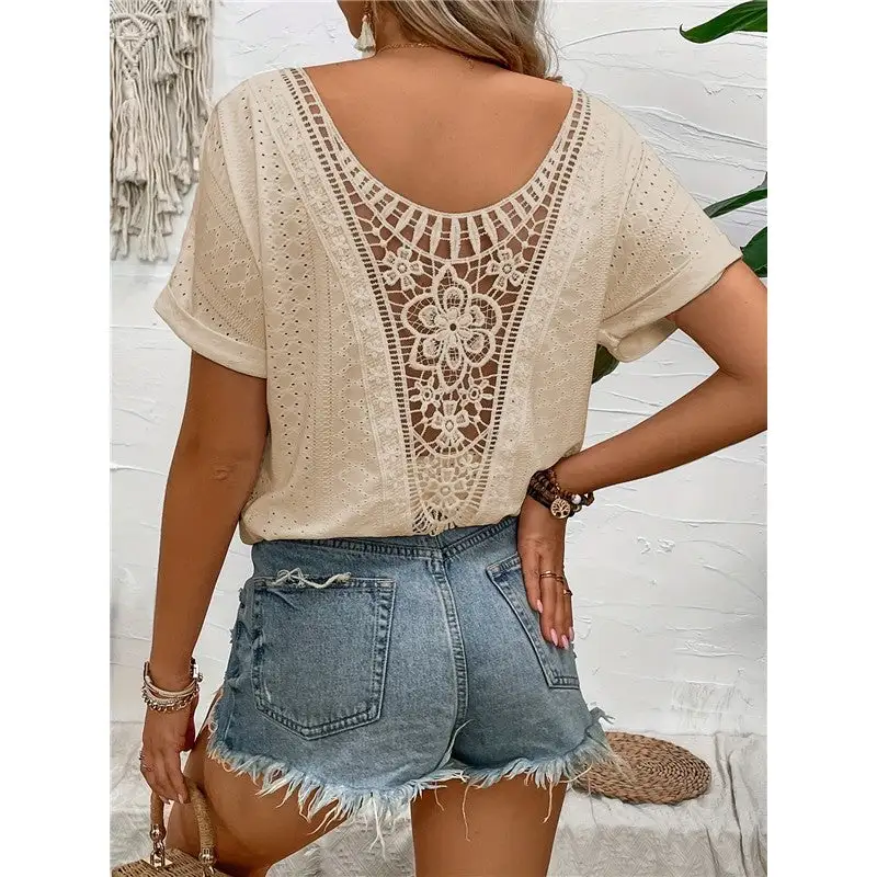 Modern Lace Embroidered Patchwork Sleeveless T-Shirt