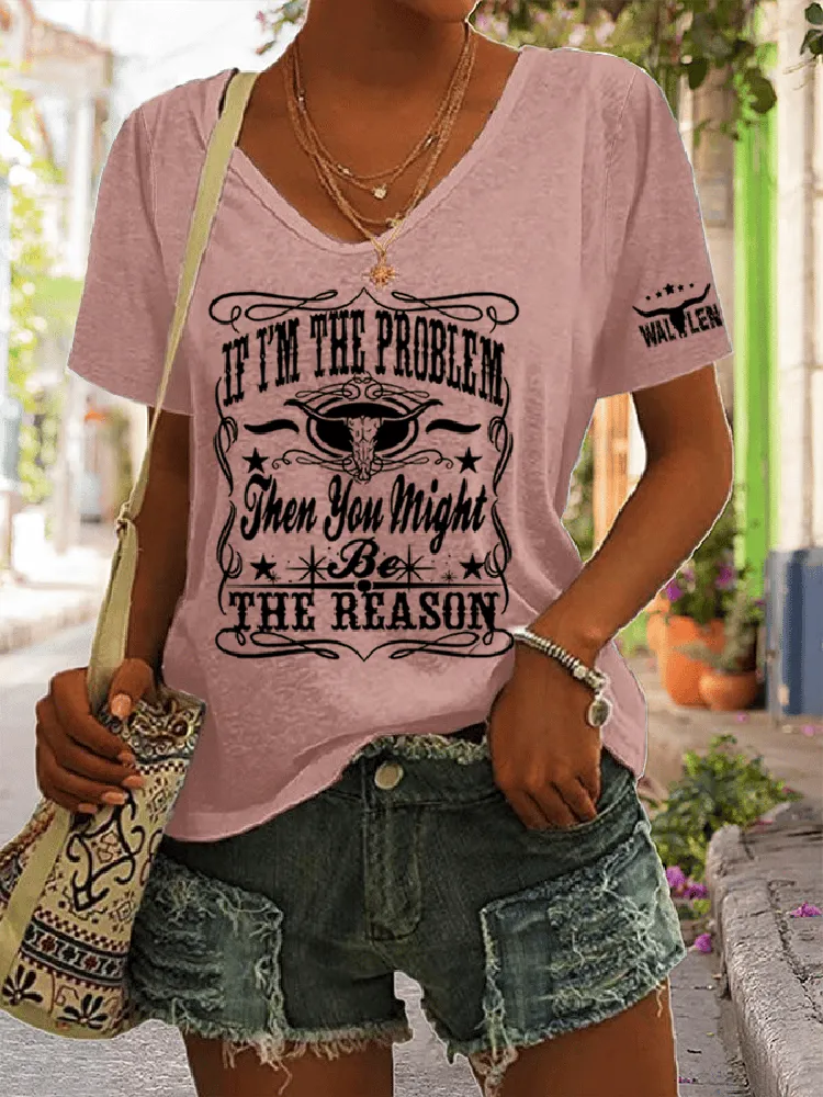 Retro Slogan V-Neck Short-Sleeve T-Shirts