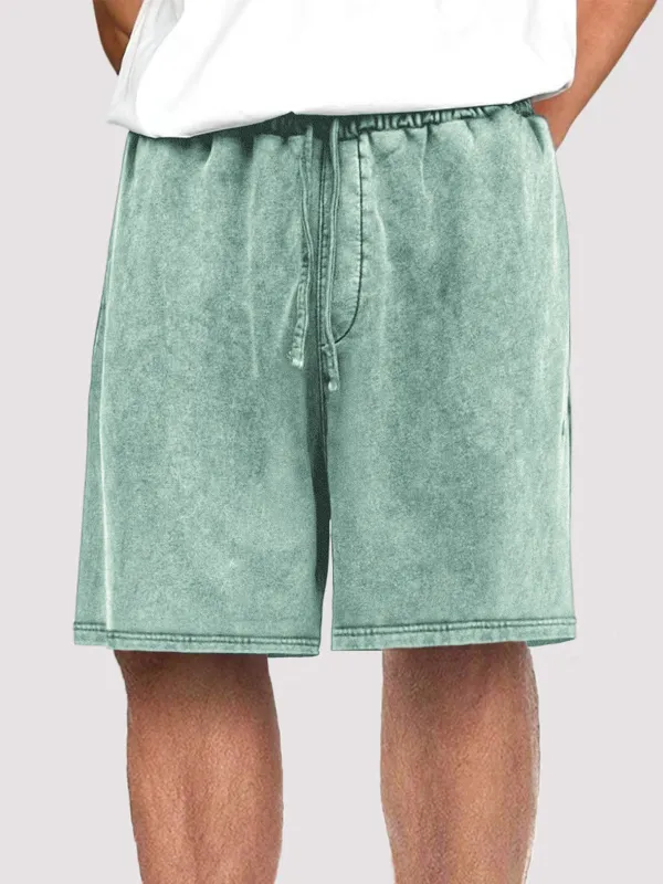 Garment Washed Drawstring Shorts