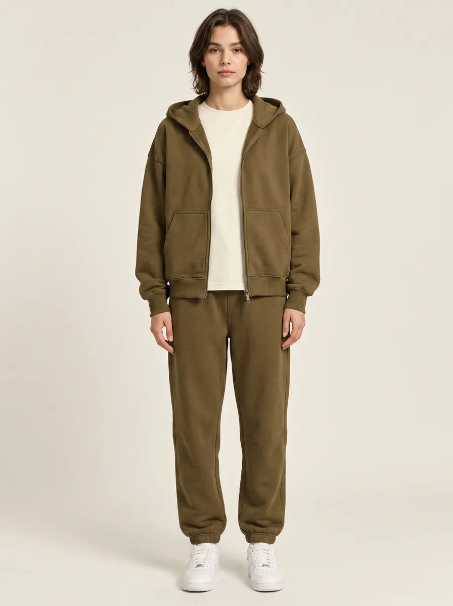 Unisex Zip-Up Hoodie Minimalist Travel Ready Sport Set