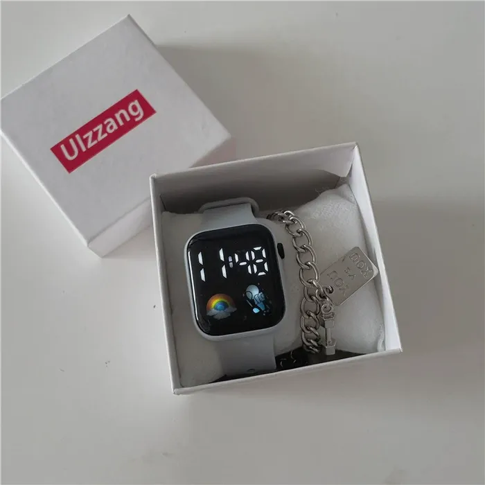Square‑Face LED Digital Watch, Fashion Cartoon Pattern Electronic Wrist Watch for Men Women Teens