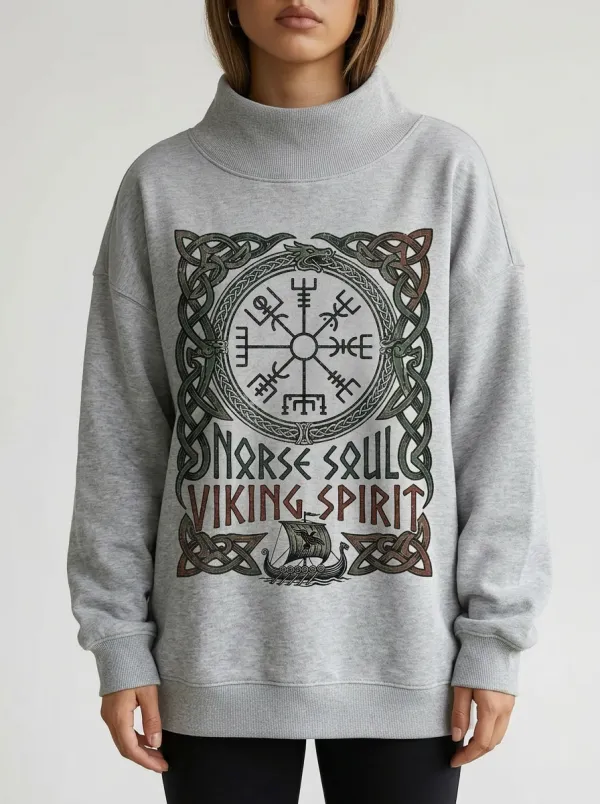 Women's Norse Viking Compass Dragon Printed Sweatshirt