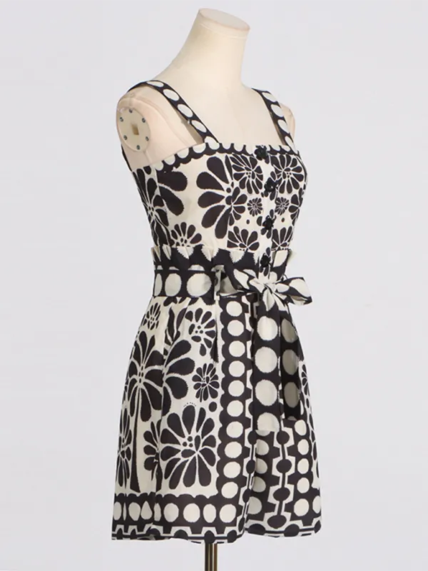 Niche Design Printed Lace Up Waist Accessory