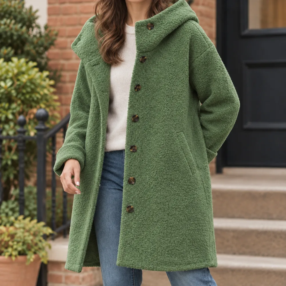 Single-Breasted Hooded Longline Coat