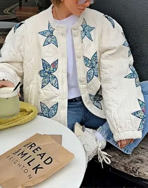 Single-Breasted Printed Classic Jacket