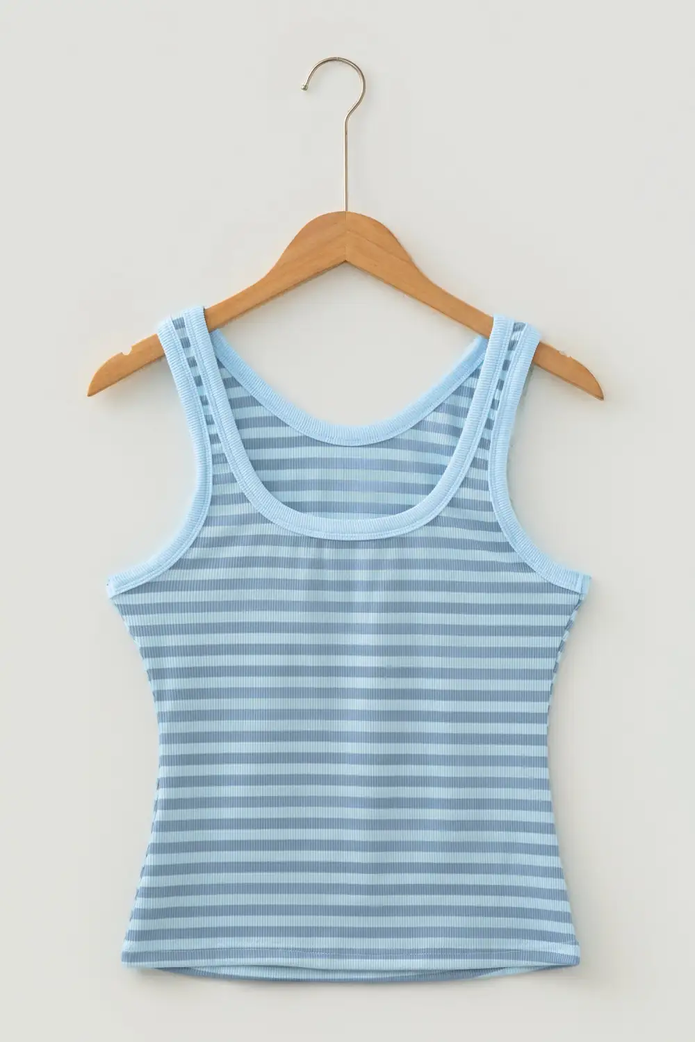 Refined Round-Neck Slim Ribbed-Knit Striped Tank Top