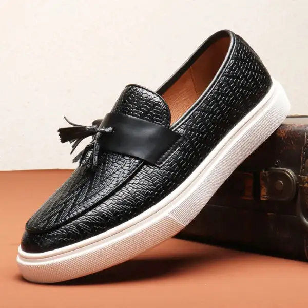 Leather Tassel Slip-On Shoes