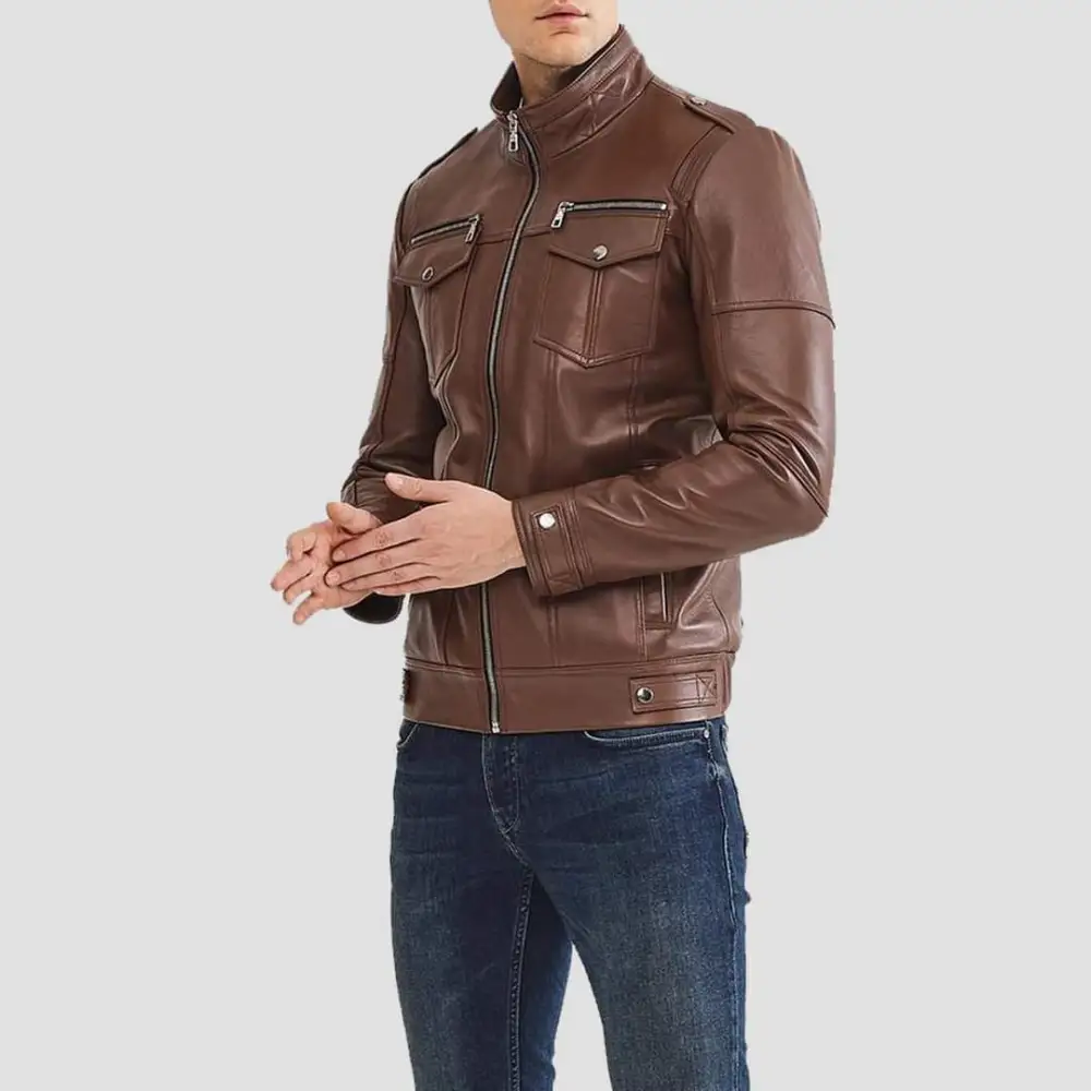 Everyday Leather Biker Motorcycle Multi Pocket Jacket