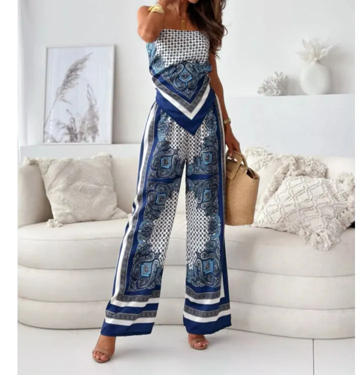 Tie Back Printed Cami and Pants Set