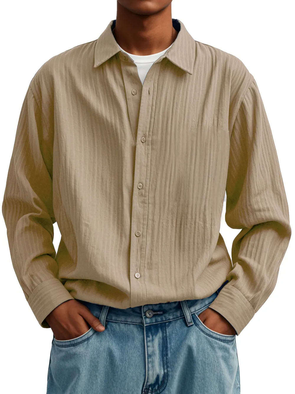 Long Sleeve Pleated Front Shirt