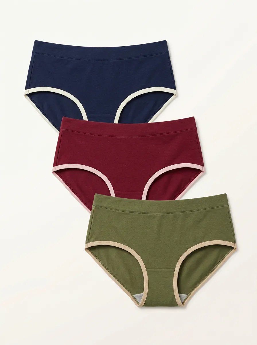 Women's 3-Pack Contrast-Trim Mid-Rise Full-Coverage Briefs