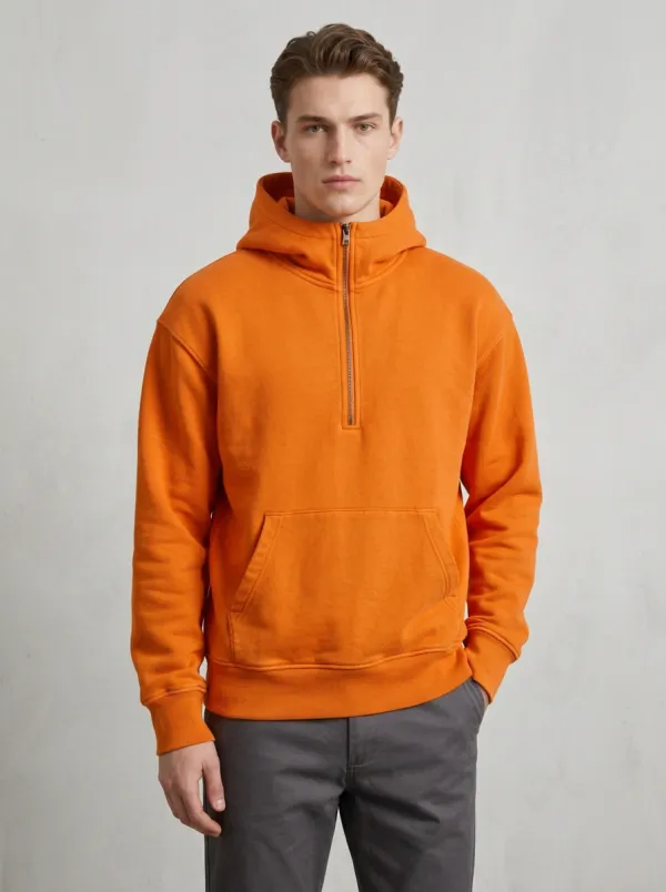 Unisex Quarter Zip Everyday Layering Hooded Sweatshirt
