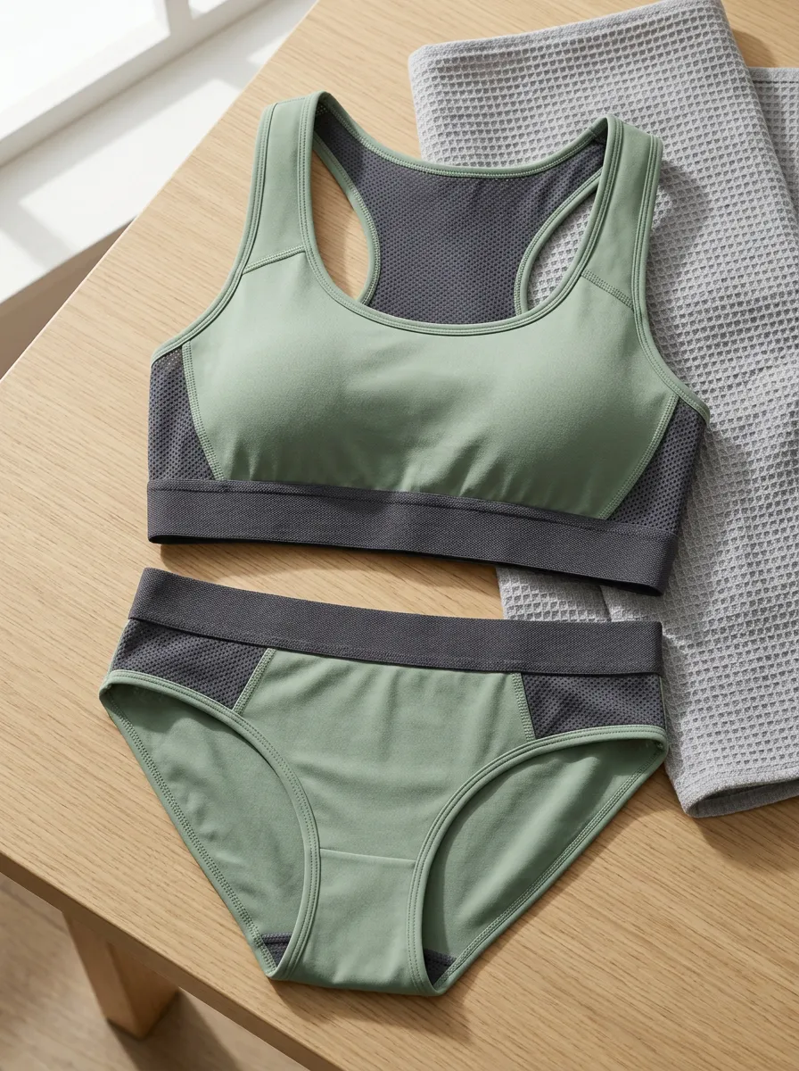 Women's Mesh Panel Racerback Sports Lingerie Set