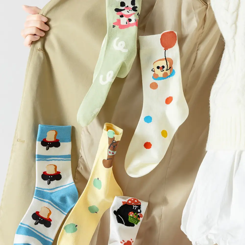 Playful Cartoon Puppy Crew Socks