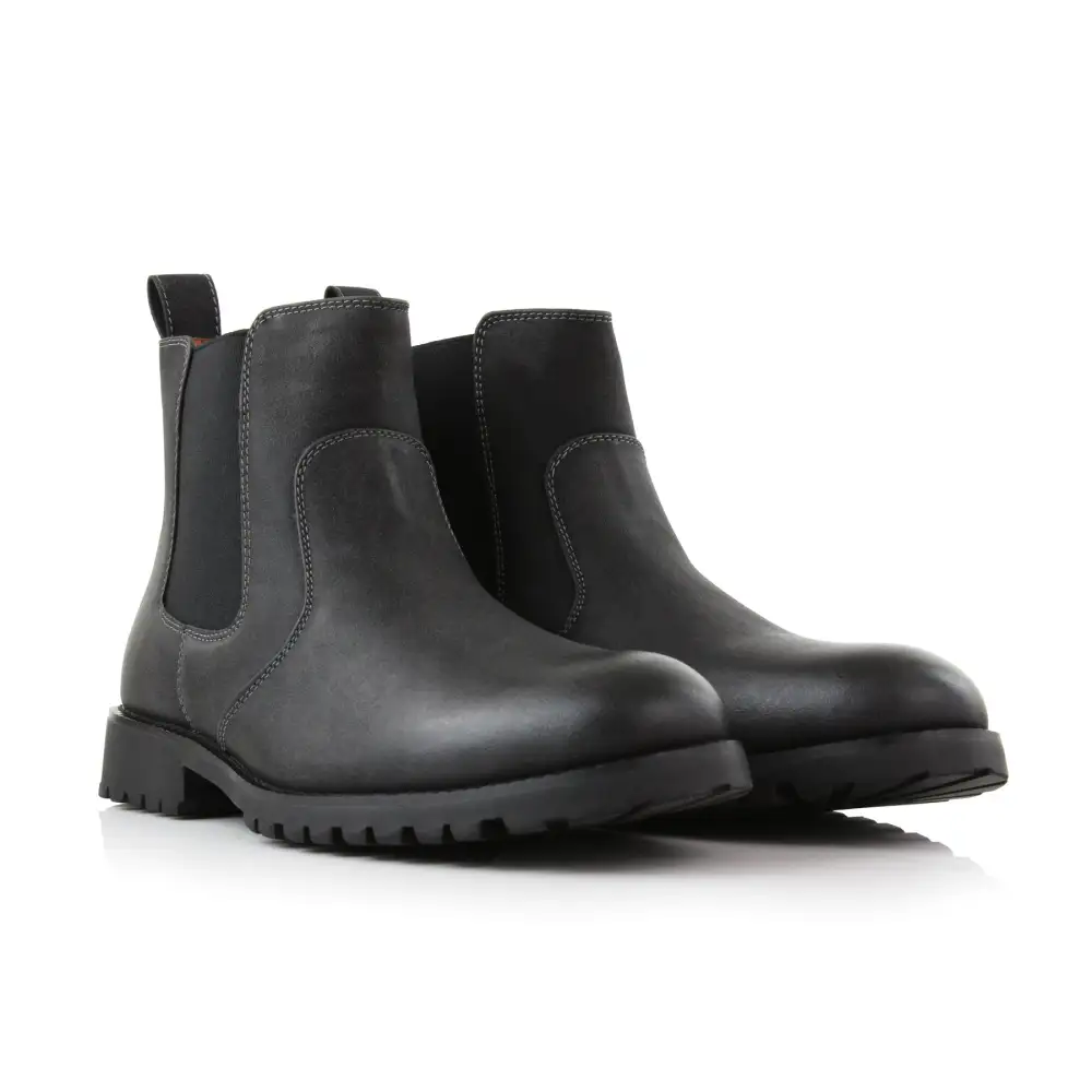 Modern Faux-Leather Slip-On Elastic-Side Chelsea Boots