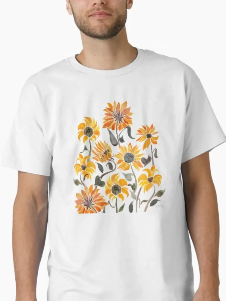 Women's Vibrant Sunflower Print Crew Neck Short-Sleeve T-Shirt