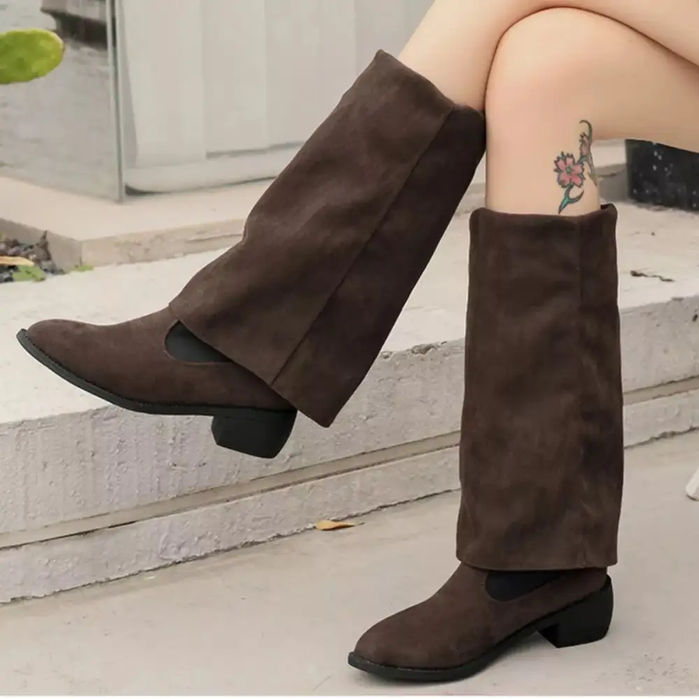 Elegant Pointed Toe Block Heel Boots