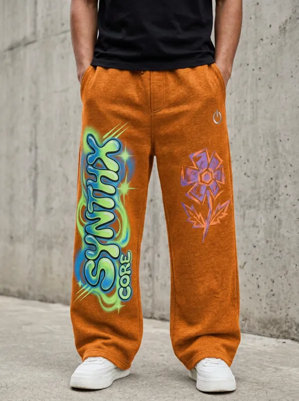 Unisex Bold Streetwear Graffiti Floral Sweatpants