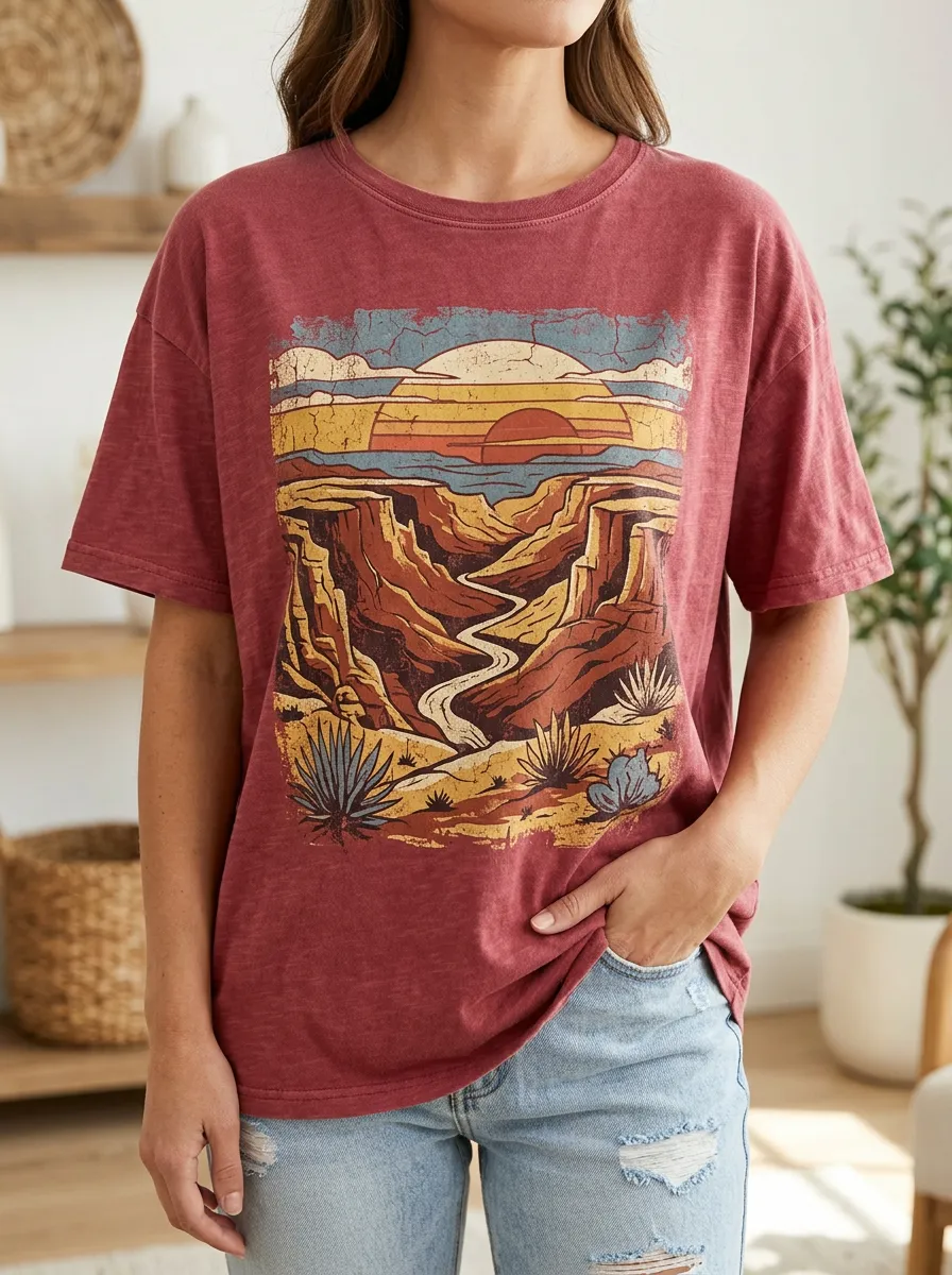 Women's Desert Nature Lover Grand Canyon Sunset Printed T-shirt