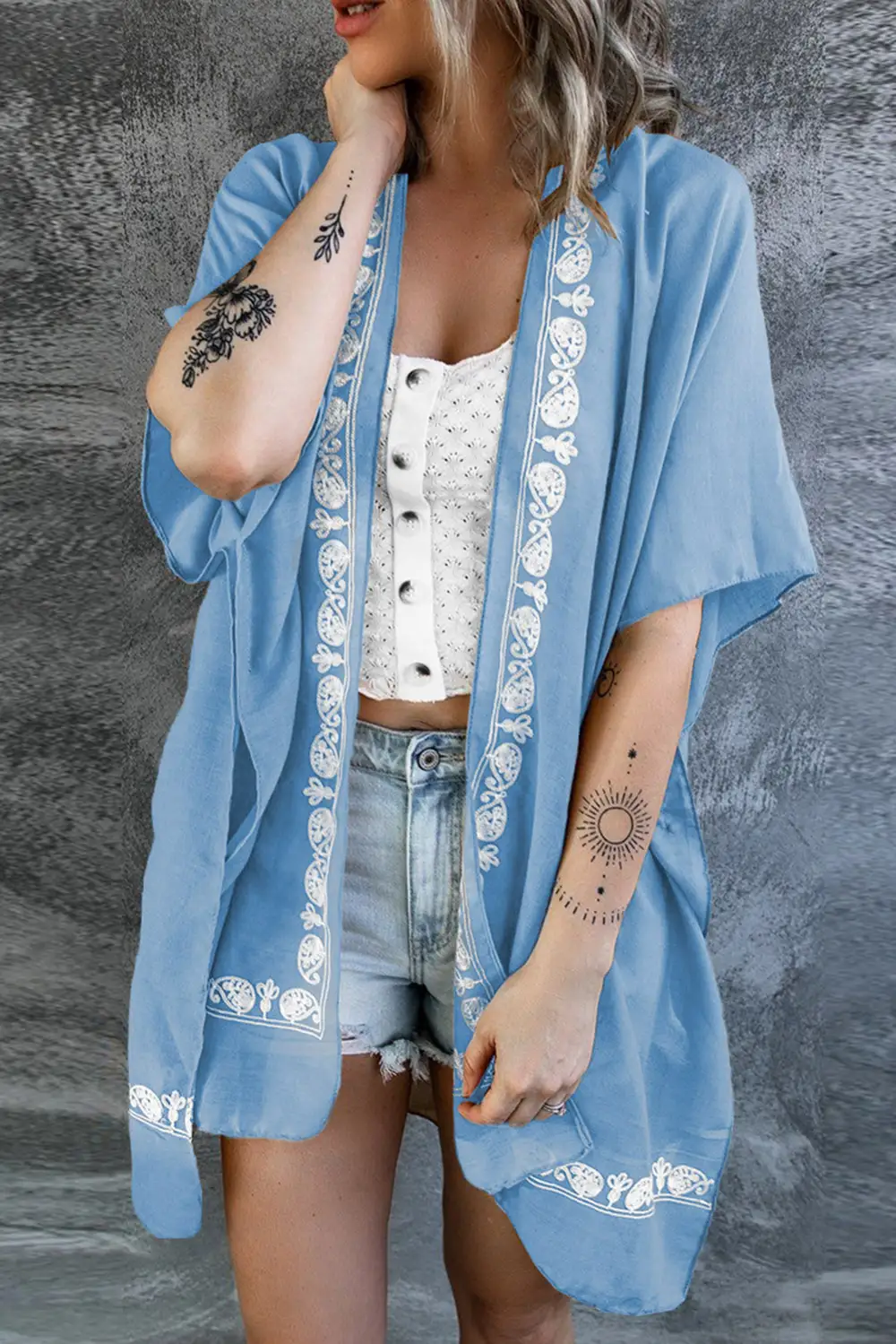 Swimwear Retro Floral Pattern Kimono
