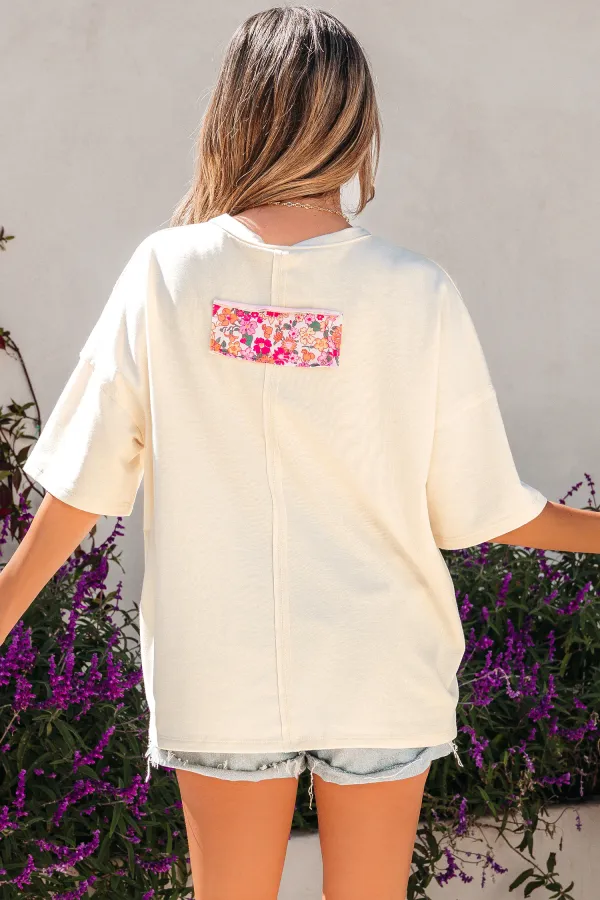 Jet Stream Floral Patched Raw Tee