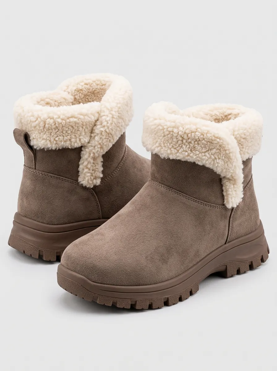 Women’s Everyday Brown Faux Fur Lined Cozy Snow Boots